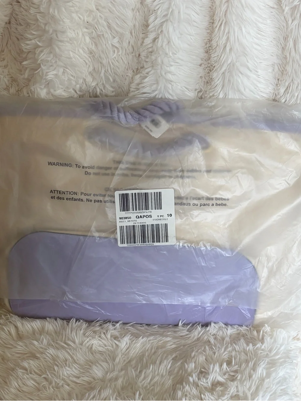 Victoria's Secret Cream and Lavender Canvas Tote Bag